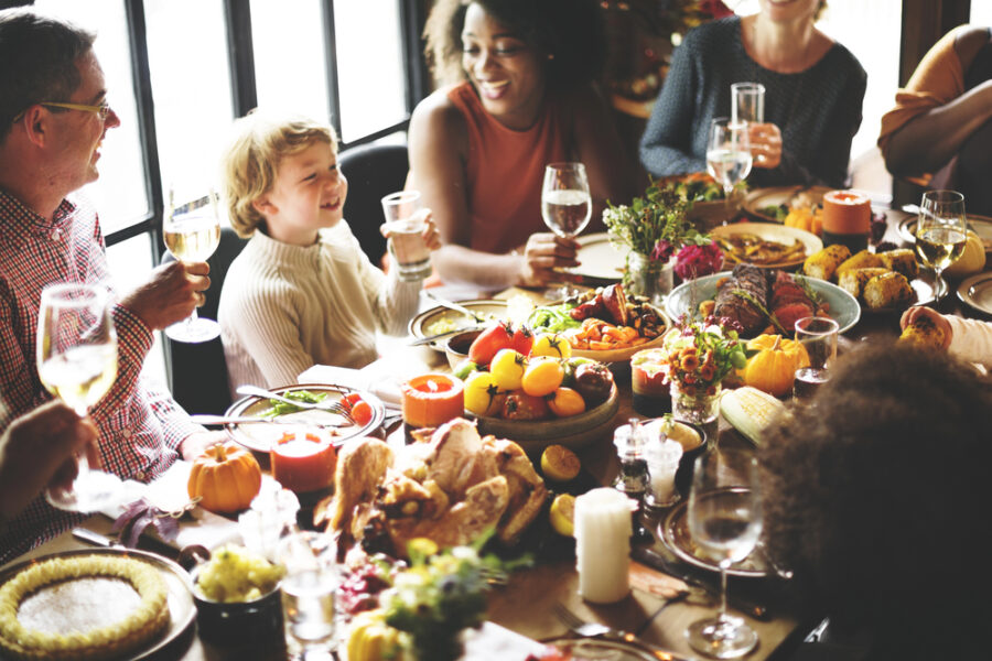 family at Thanksgiving table